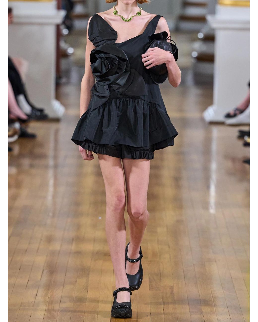 Simone Rocha Black Ruffled Shell Shorts