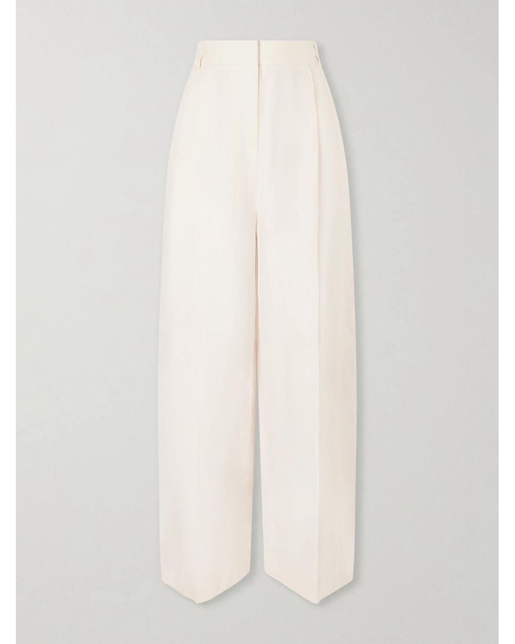Loro Piana White Lodger Linen And Wool-Blend Wide-Leg Pants