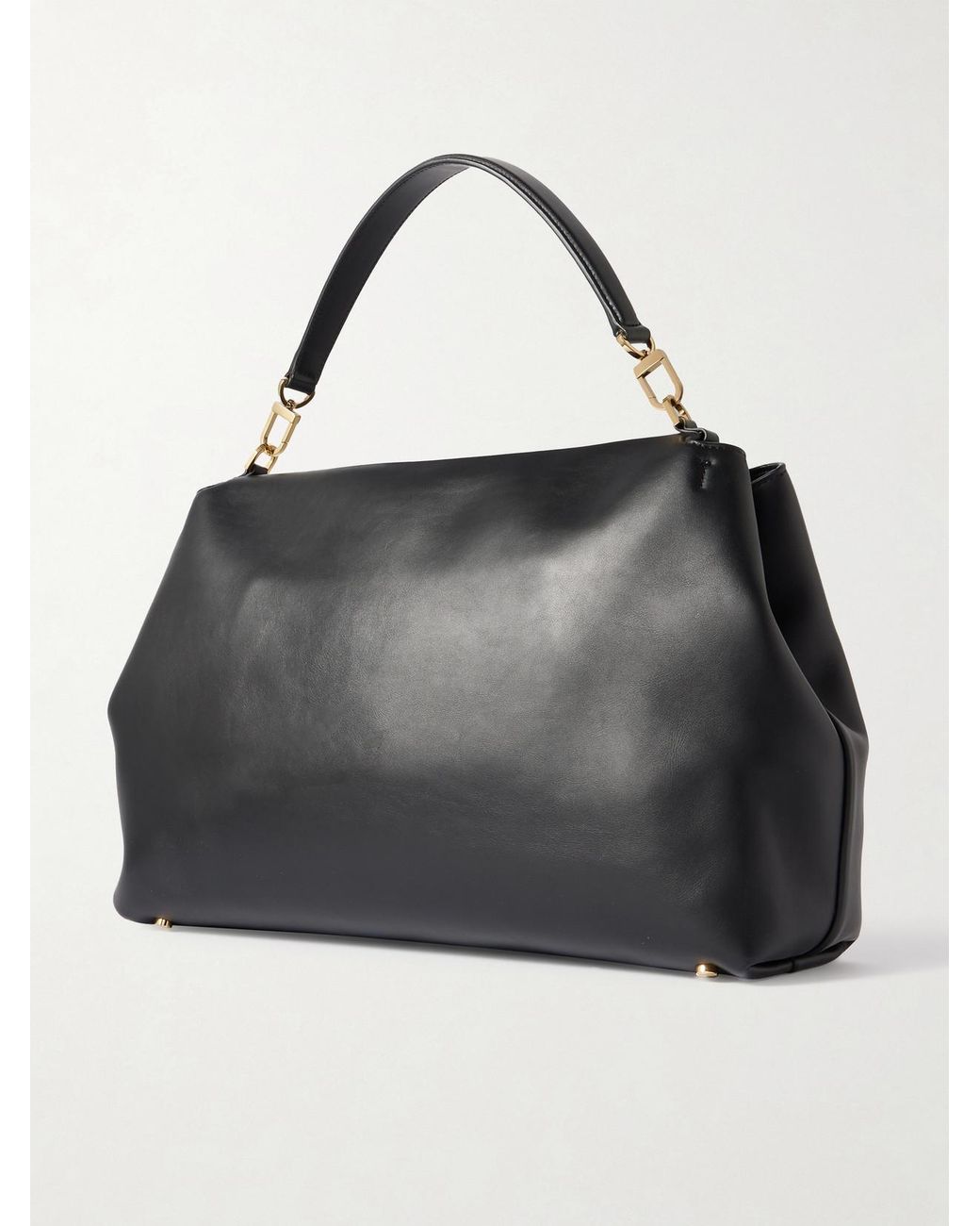 Totême Black T-Lock Large Leather Shoulder Bag