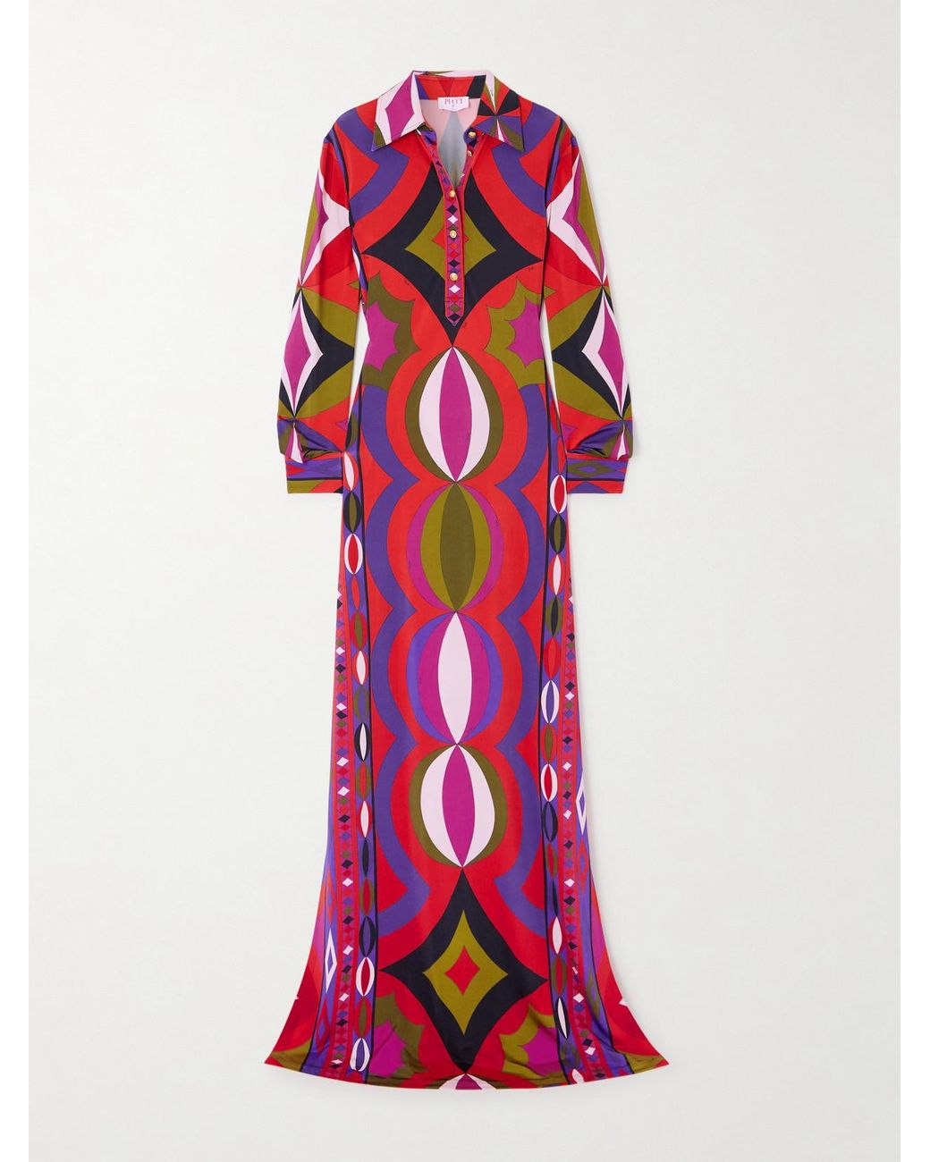 Emilio Pucci Red Printed Satin Maxi Dress