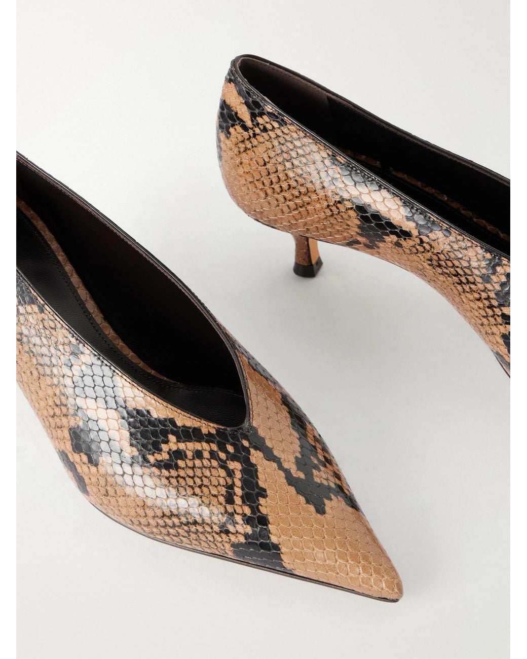 Le Monde Beryl Natural Babouche 40 Snake-Effect Leather Pumps