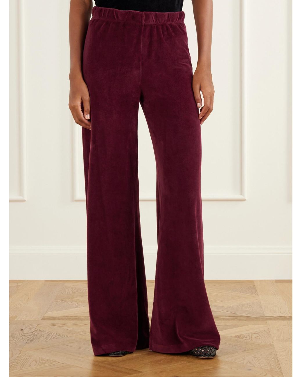 Suzie Kondi Zephyra Cotton-Blend Velour Flared Sweatpants