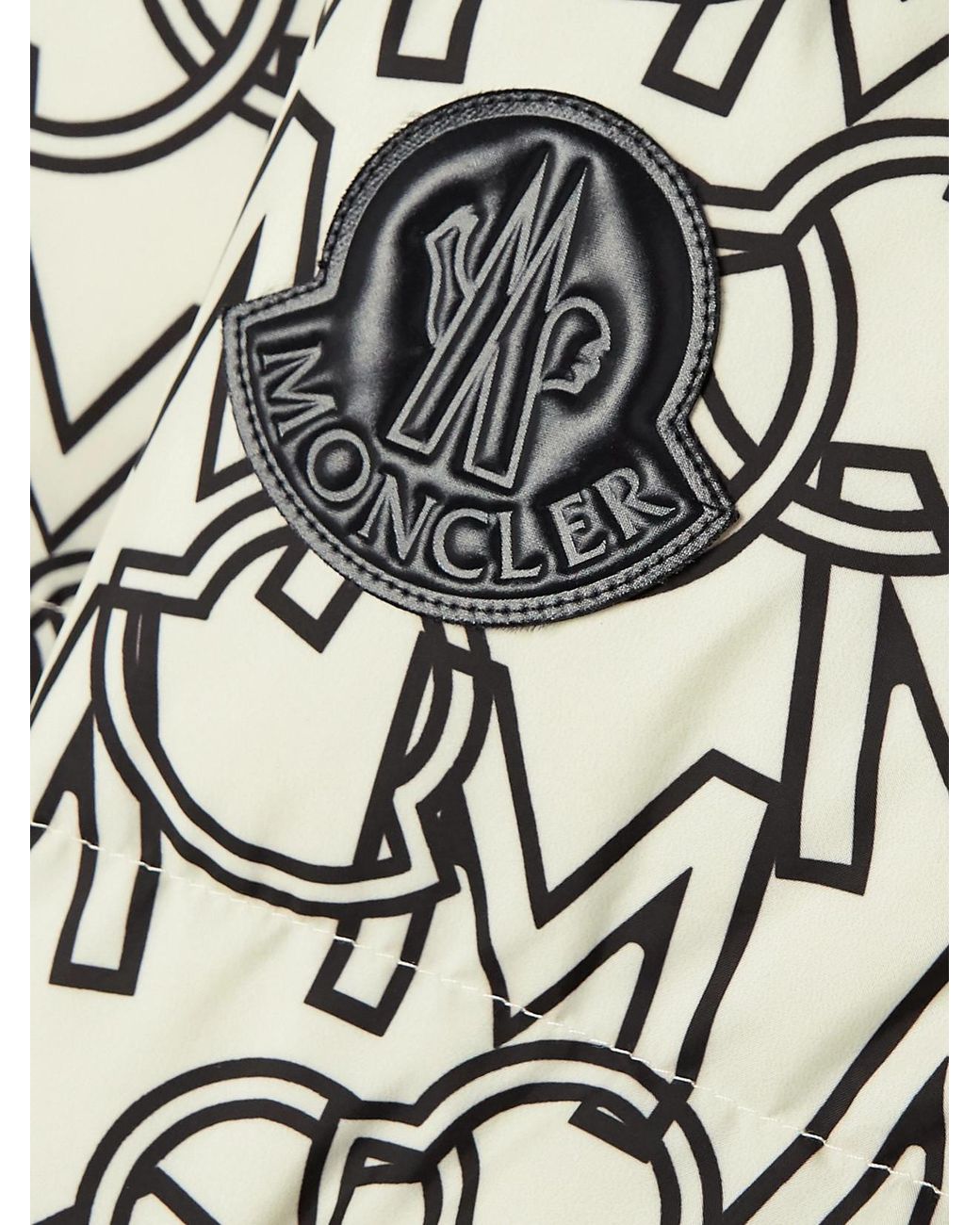 Moncler White Gaou Hooded Printed Quilted Shell Down Coat