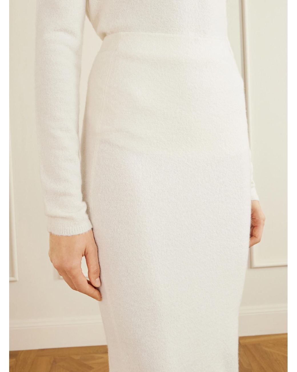 Gabriela Hearst White Narayan Cashmere Midi Skirt