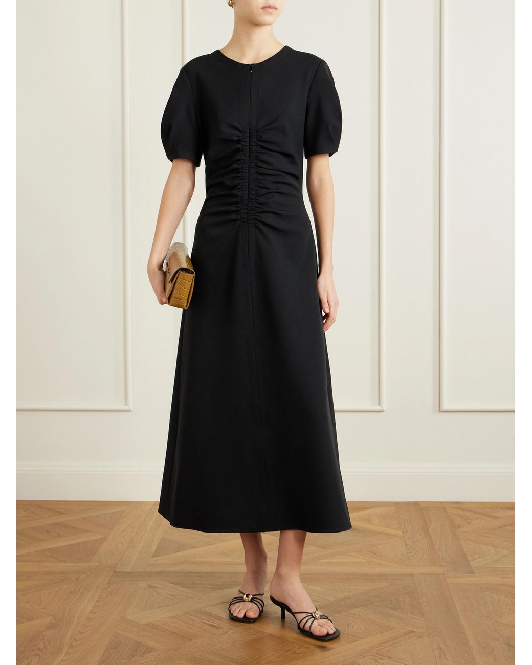 La Ligne Noemi Ruched Recycled Stretch-Jersey Midi Dress in Black | Lyst