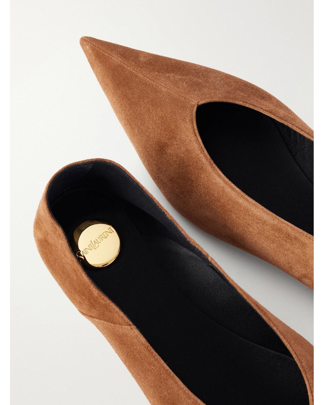 Saint Laurent White Woven Leather Ballet Flats