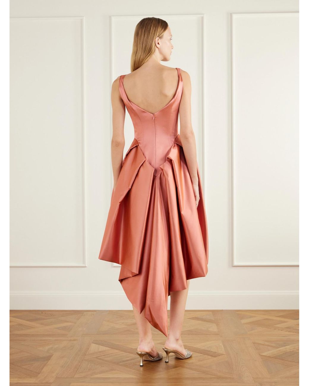 Vivienne Westwood White Nebula Asymmetric Duchess-Satin Midi Dress