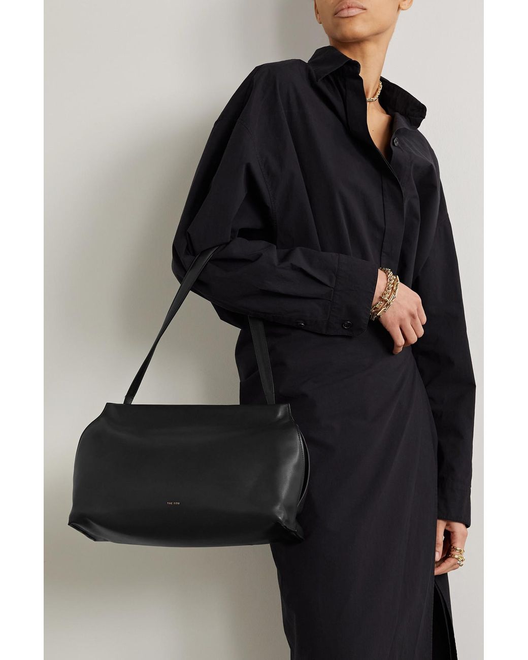 The Row Sienna Leather Tote in Black Lyst