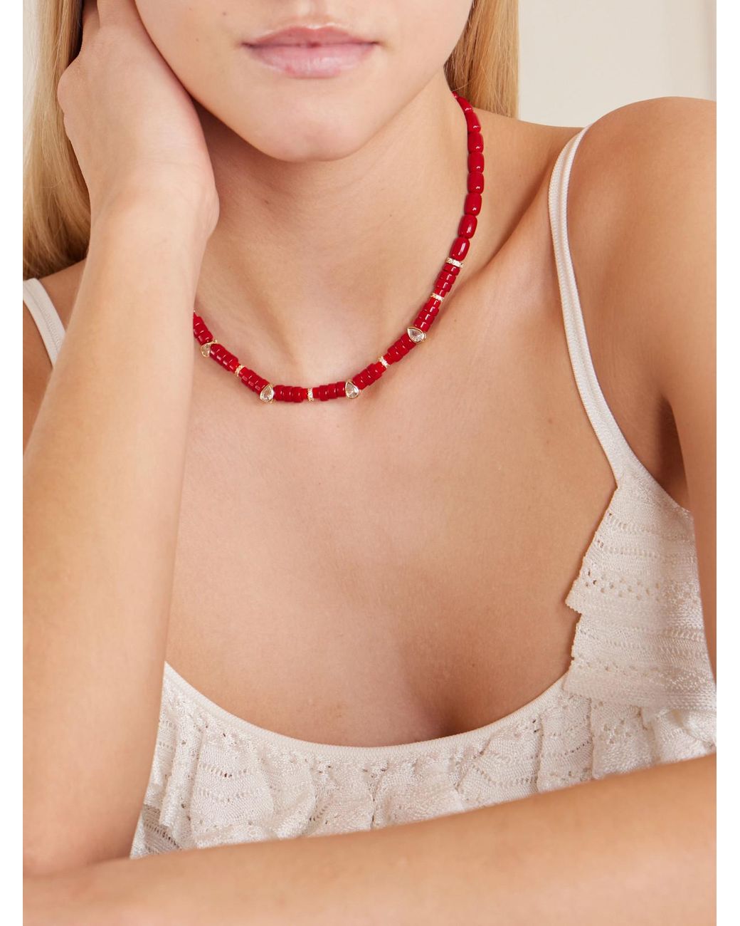 Joolz by Martha Calvo Pink Alba-Plated Glass Necklace