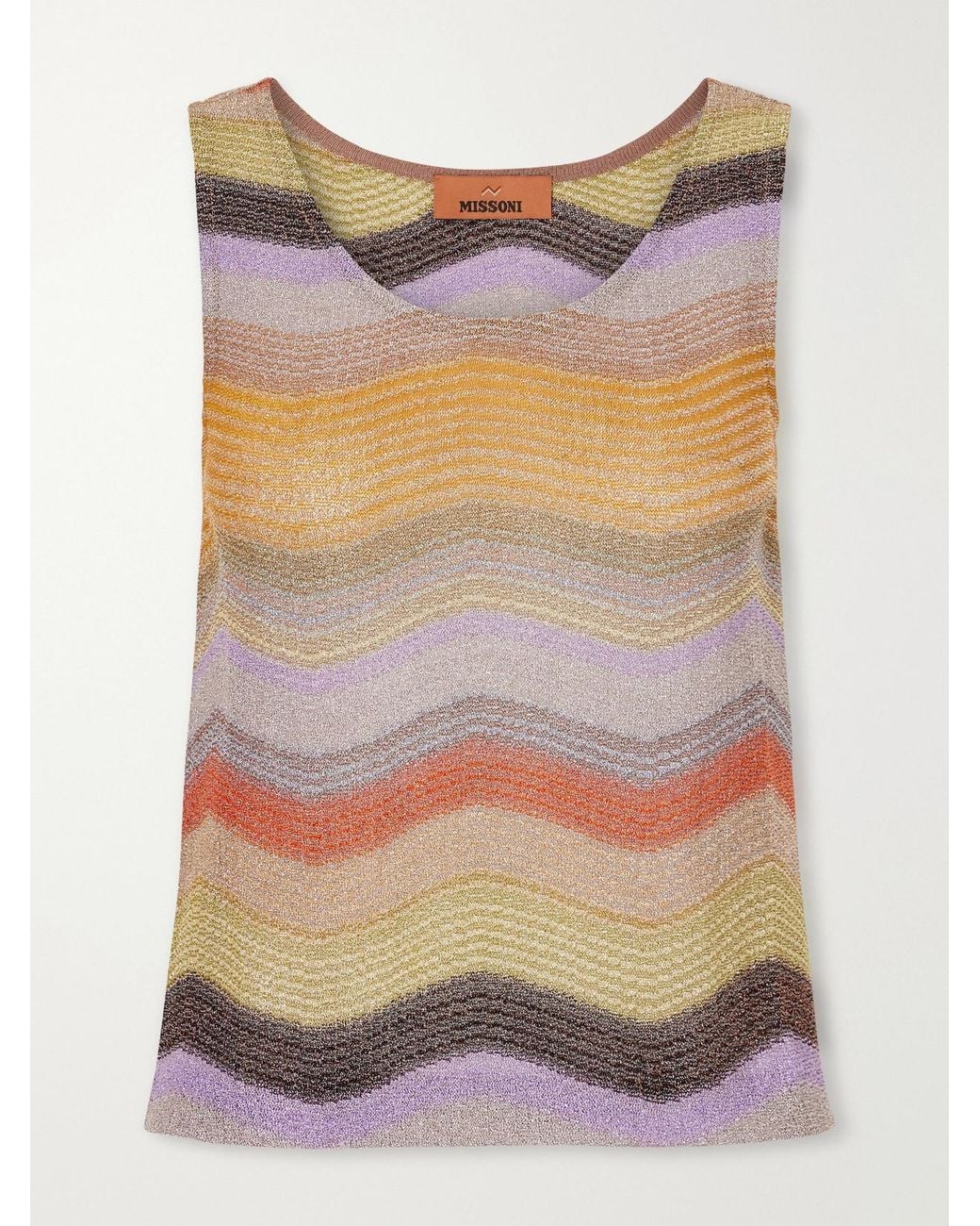 Missoni Gray Striped Metallic Crochet-Knit Tank Top
