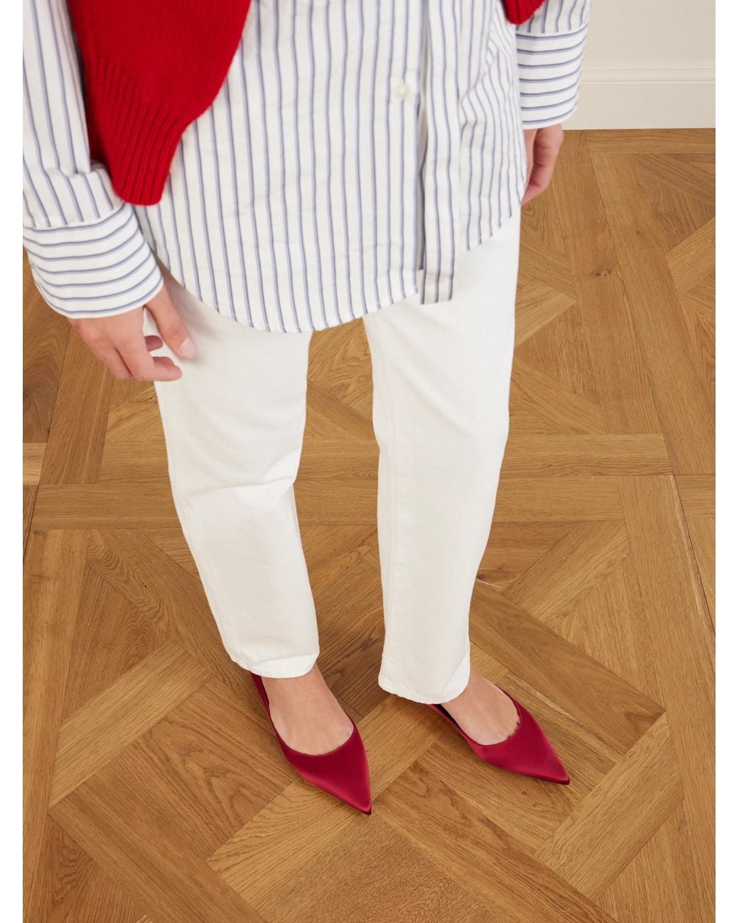 Jimmy Choo Red Love Satin Flats