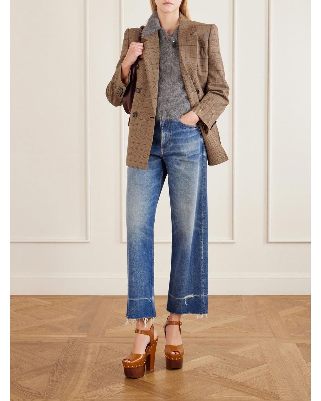 Chloé Gray Alpaca-Blend Polo Sweater