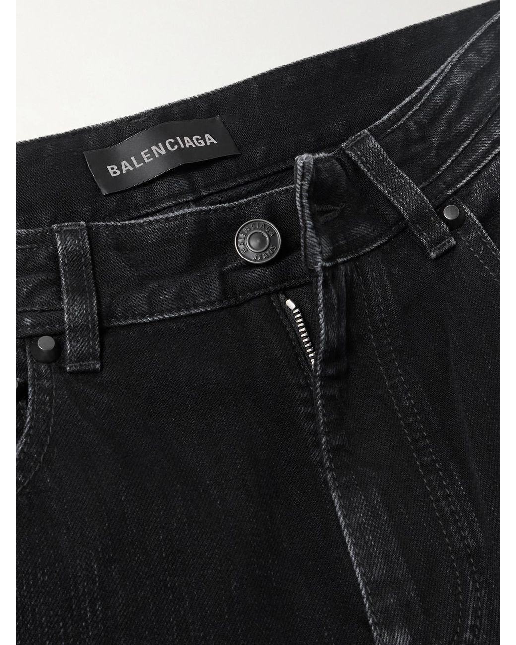 Balenciaga Black City Studded Low-Rise Straight-Leg Jeans