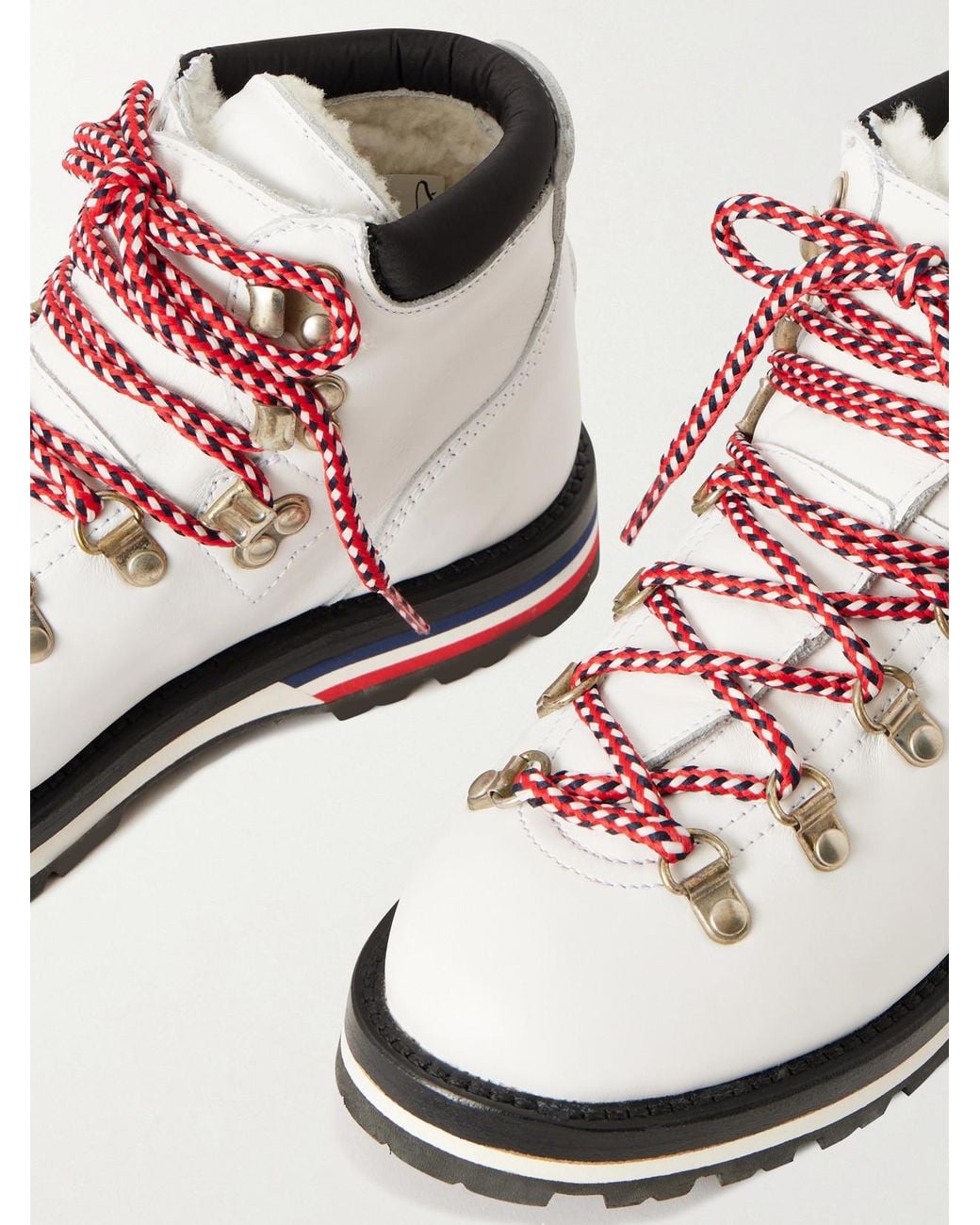 Moncler Metallic Blanche Shearling-lined Leather Ankle Boots