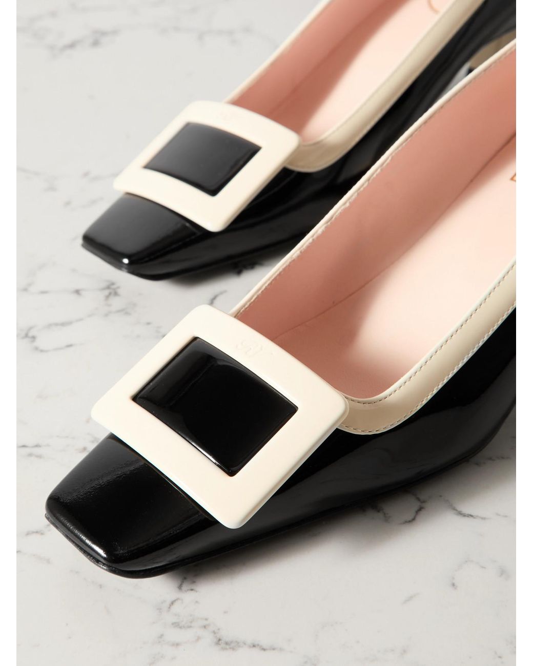 Roger Vivier Black Belle Vivier 45 Two-Tone Patent-Leather Pumps