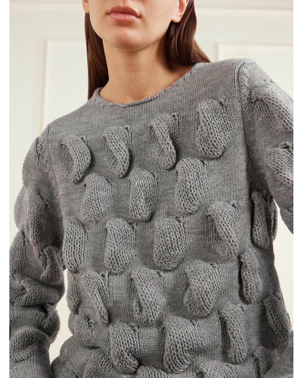 Comme des Garçons Gray Cable-Knit Wool Sweater
