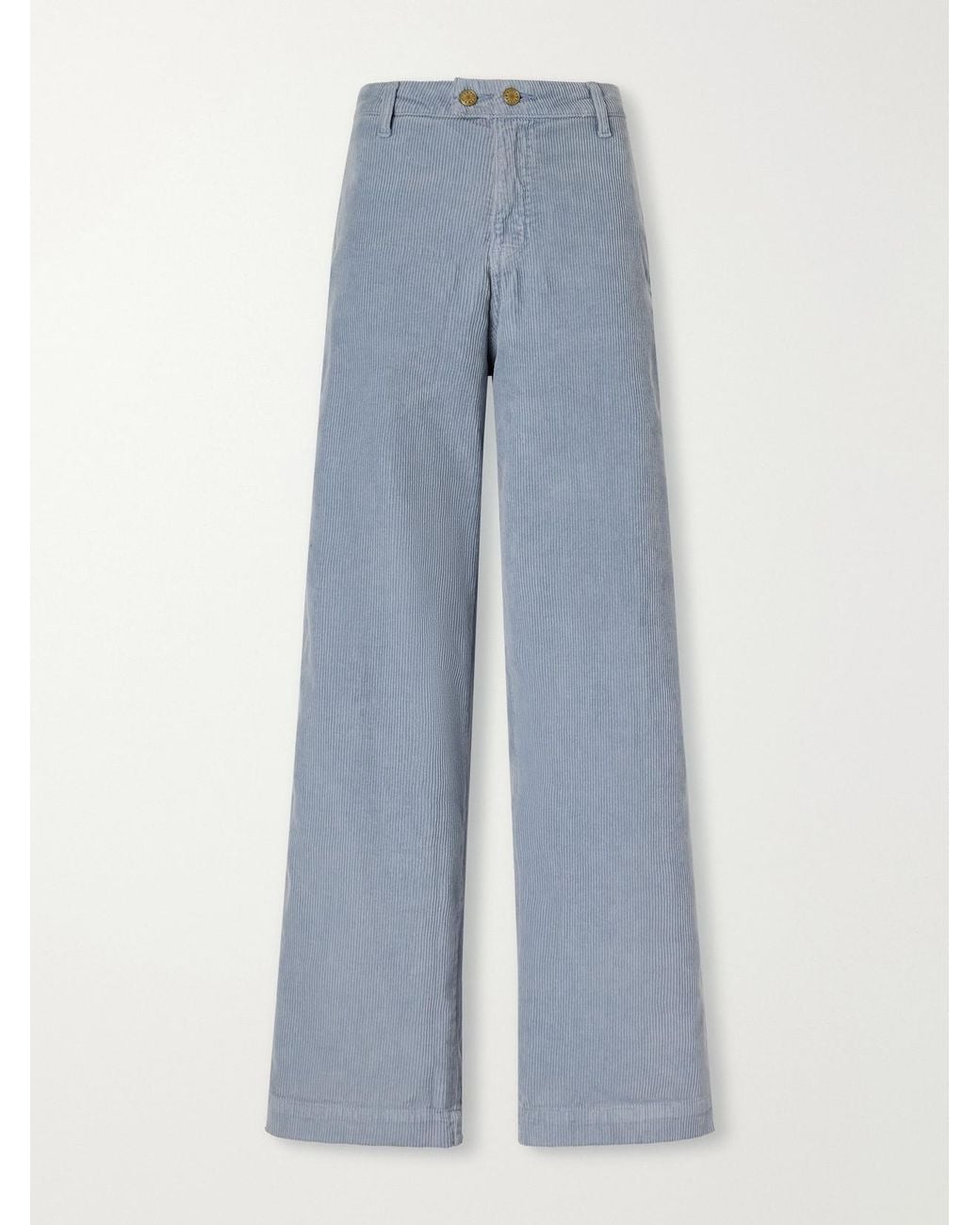 B Sides Blue Cotton-Blend Corduroy Wide-Leg Pants
