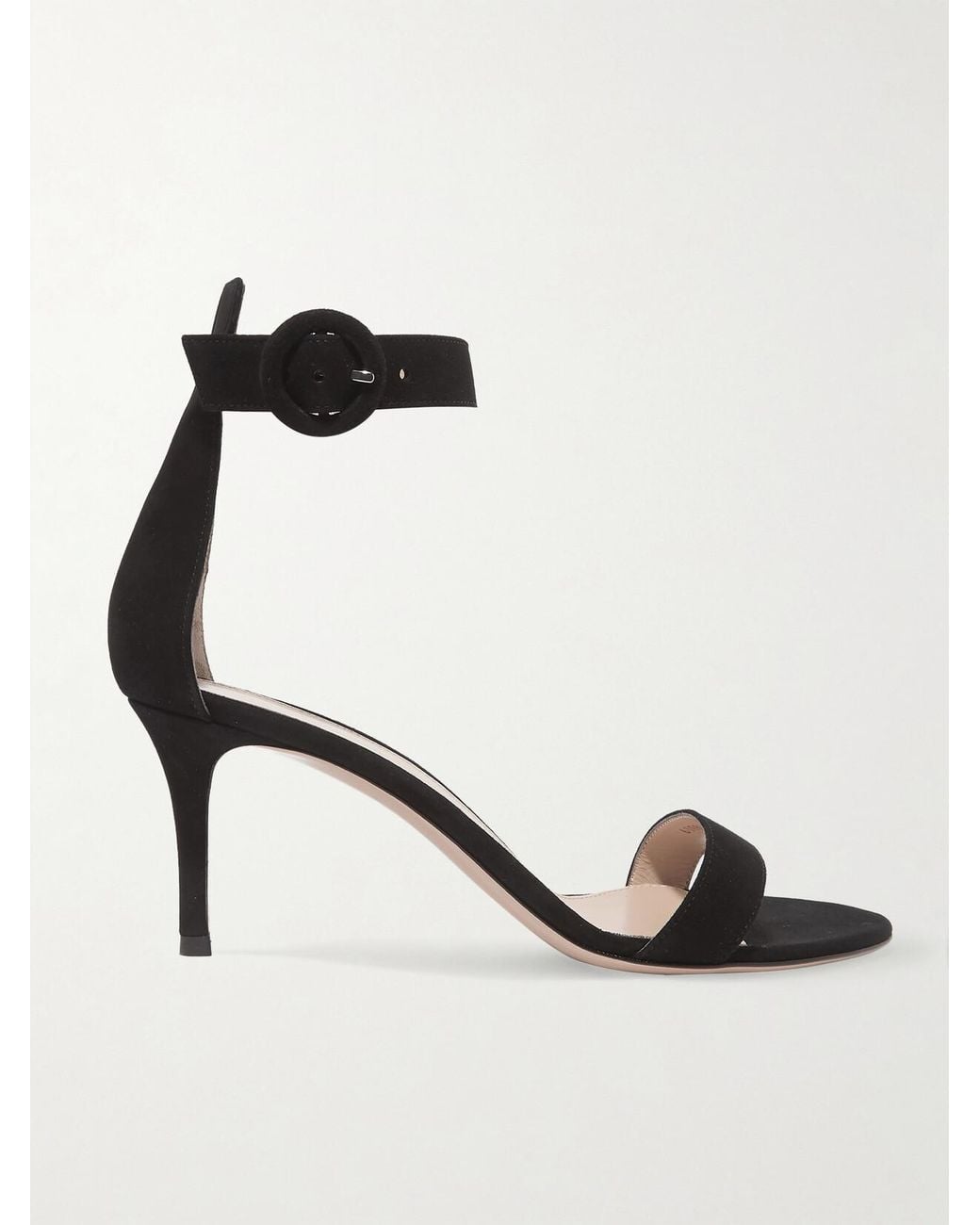 Gianvito Rossi Black Portofino 70 Suede Sandals