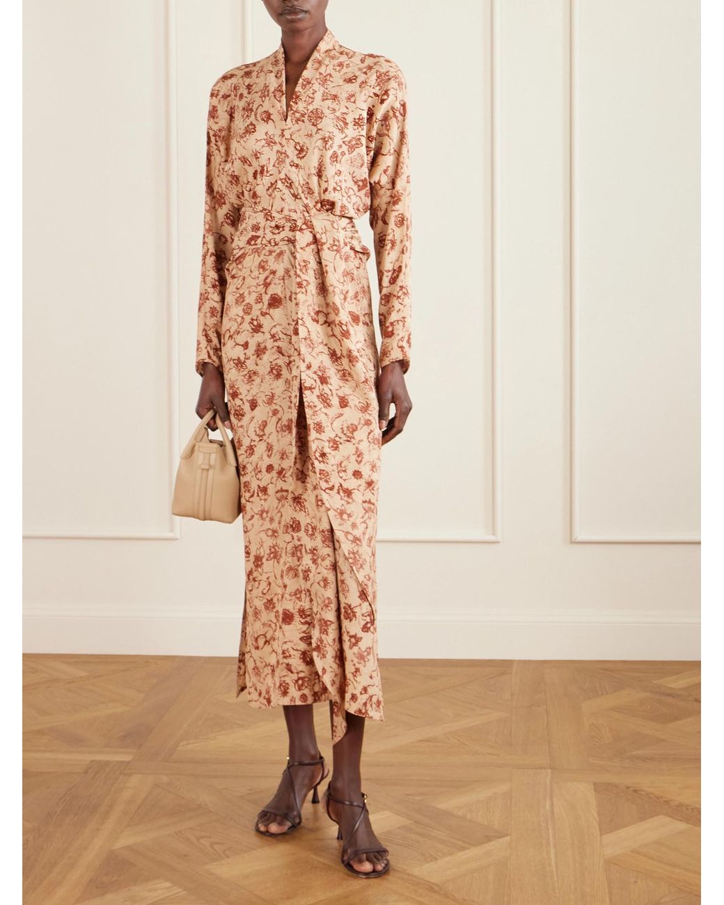 Loro Piana White Laura Floral-Print Silk Midi Dress