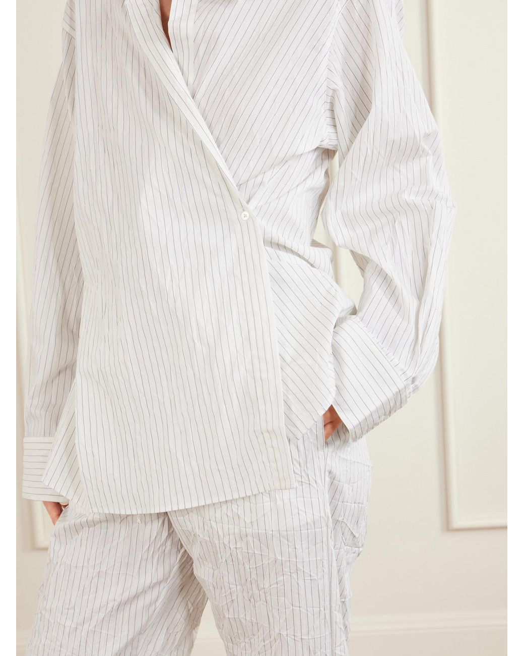 Rohe White Striped Crepon Shirt