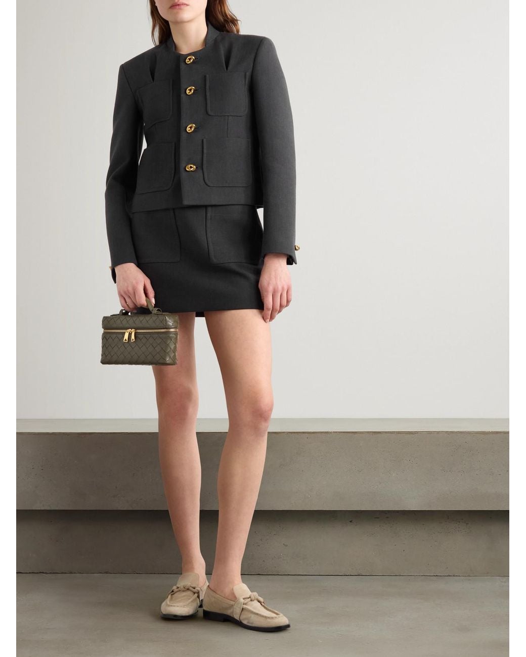 Bottega Veneta Black Woven Mini Skirt