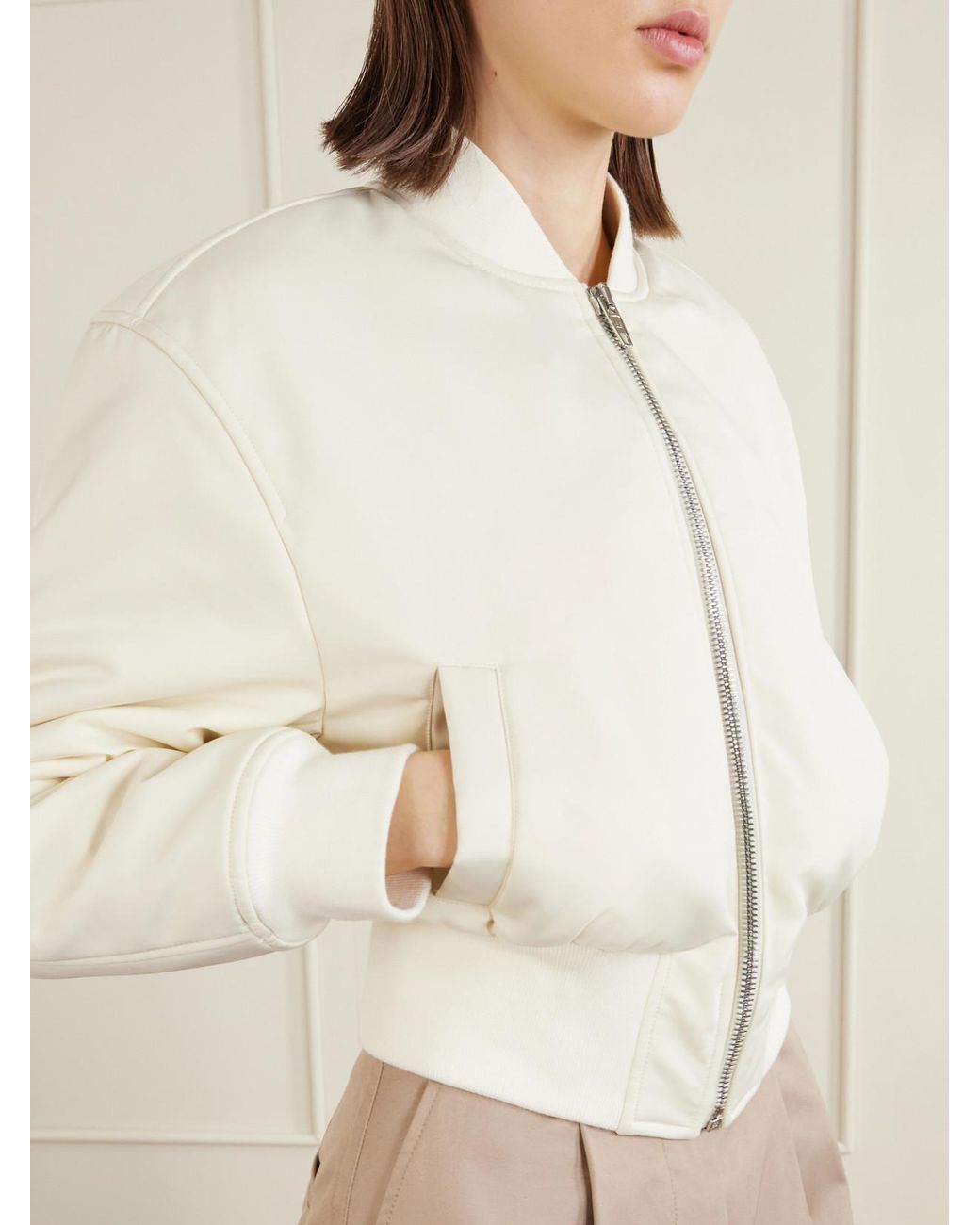 Balenciaga Natural Cropped Shell Bomber Jacket