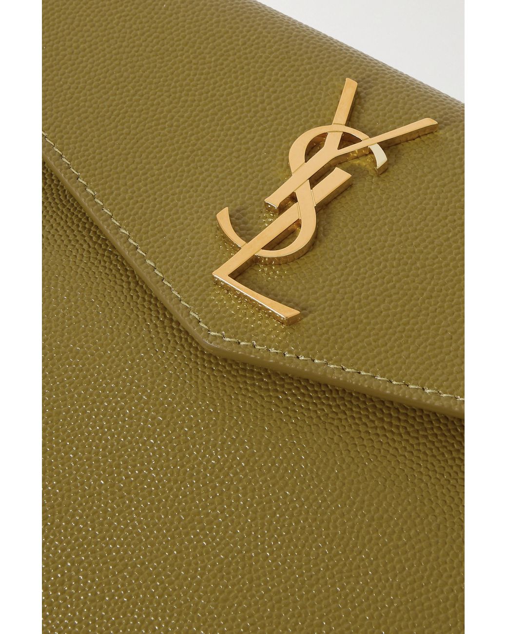 Saint Laurent Uptown Baby Textured-leather Pouch in Green