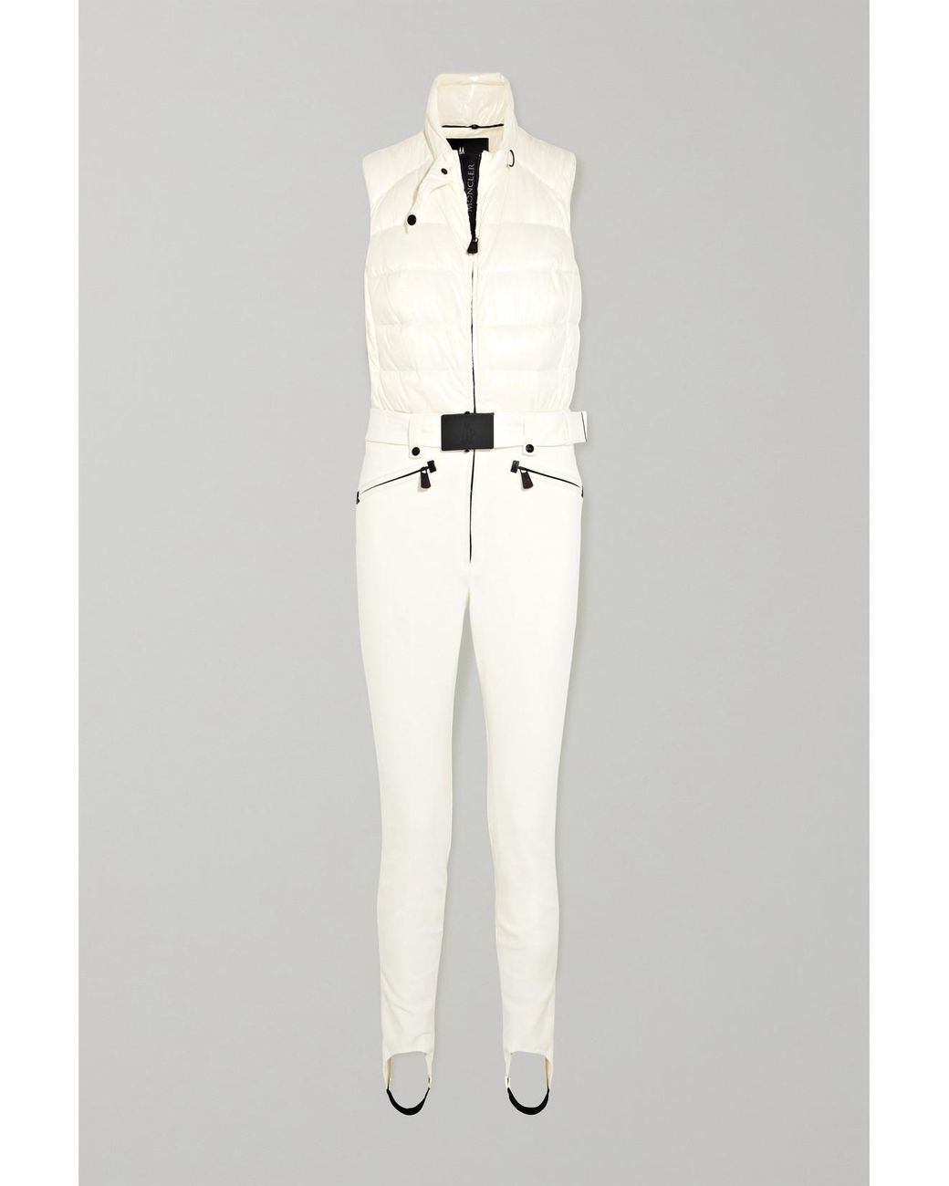 Moncler White Belted Quilted Padded Shell Ski Suit