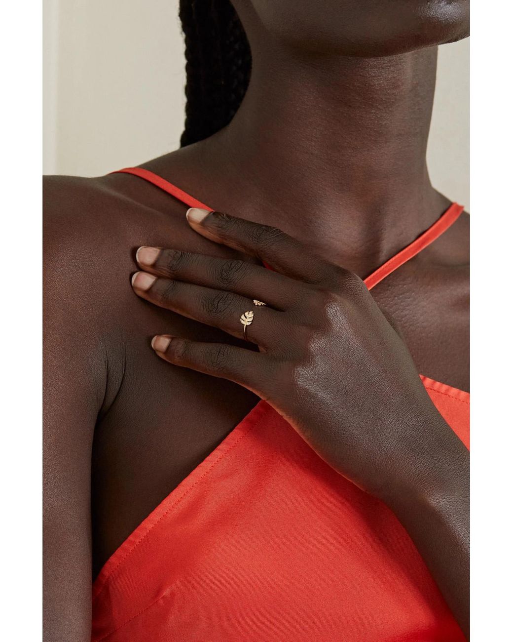 Sydney Evan Metallic Tiny Monstera Leaf 14-Karat Diamond Ring