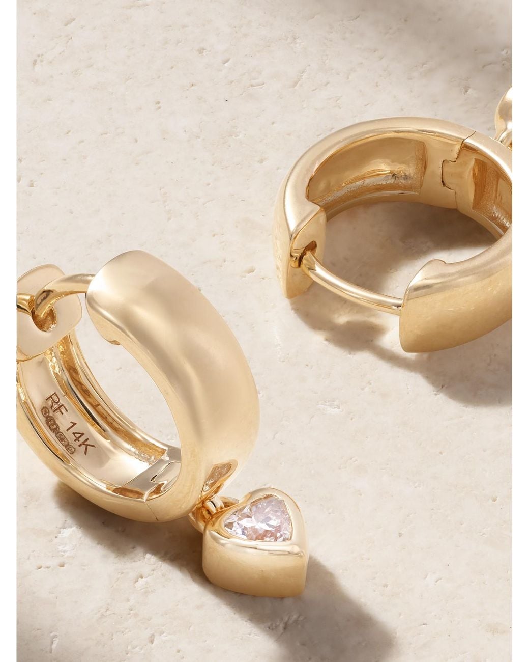 Roxanne First Natural Everyday Drop 14-Karat Diamond Hoop Earrings