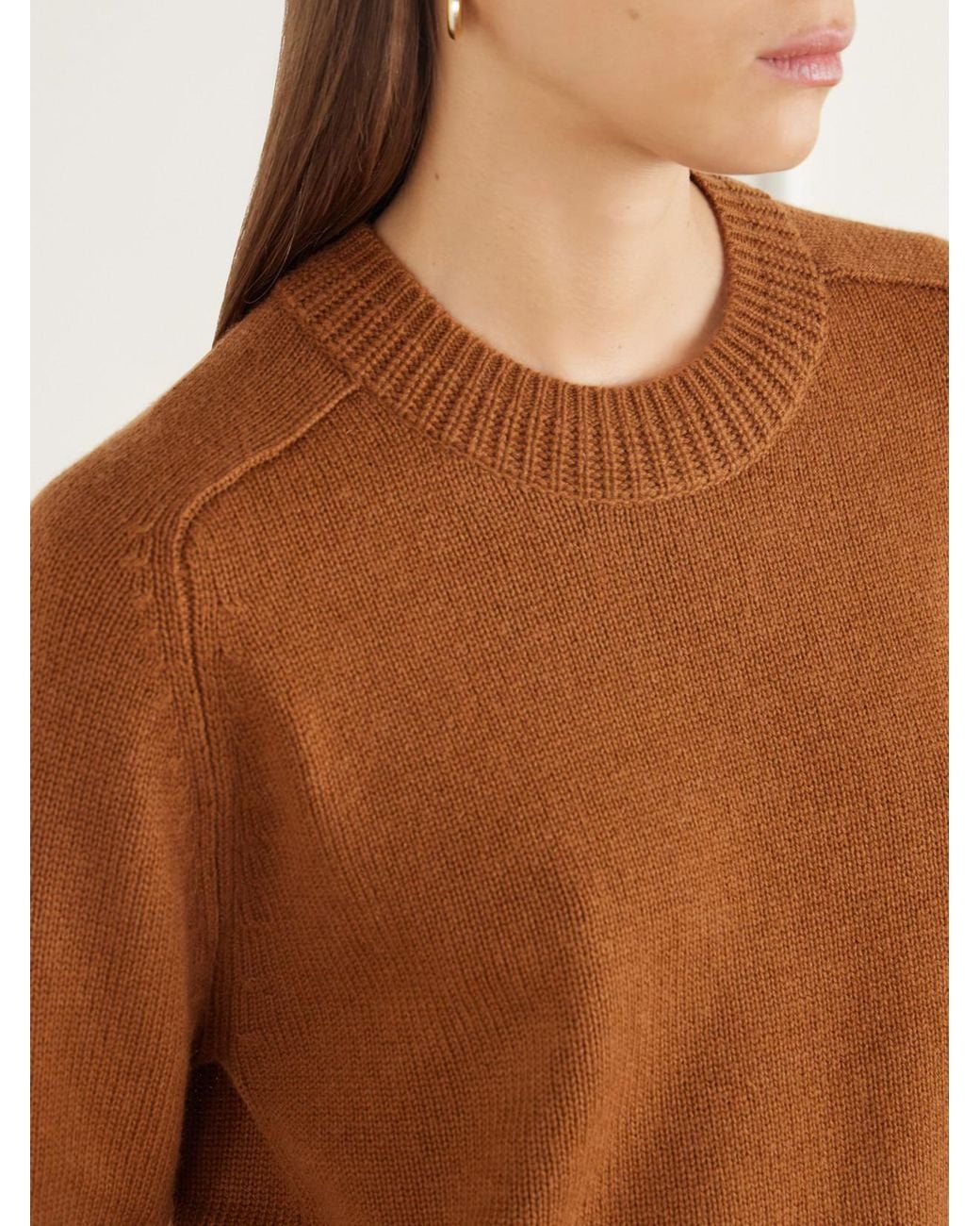 Allude Brown Wool And Cashmere-Blend Sweater