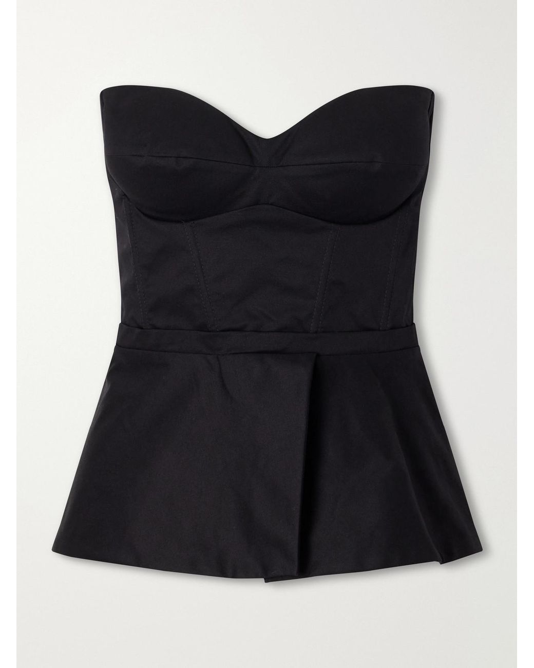 ANDRES OTALORA Blue Nos Reconocemos Strapless Stretch-Cotton Twill Blouse