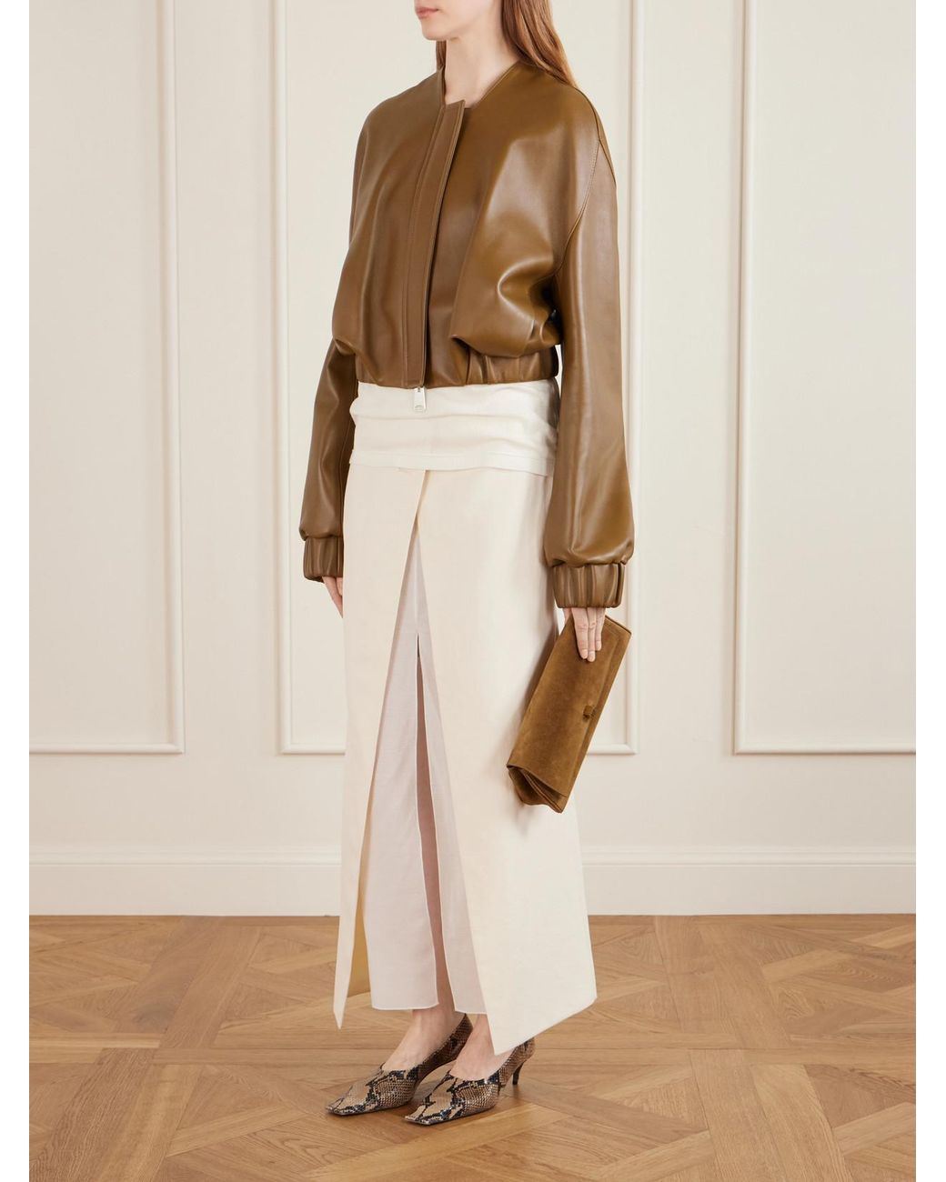 Khaite Brown Audrey Suede Clutch