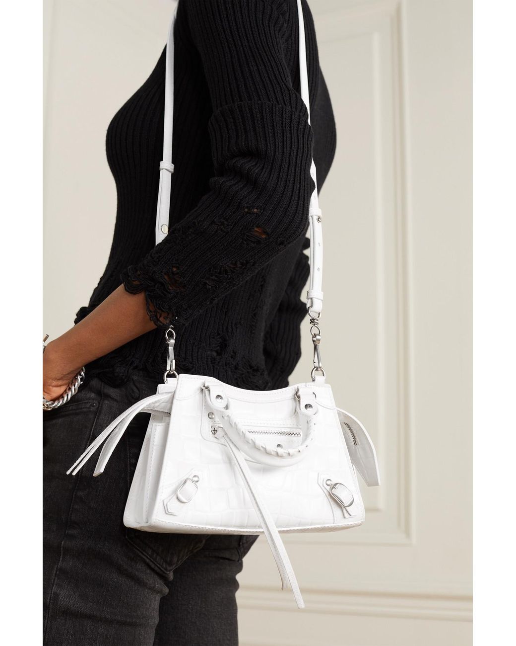Balenciaga city mini White Leather ref.257265 - Joli Closet