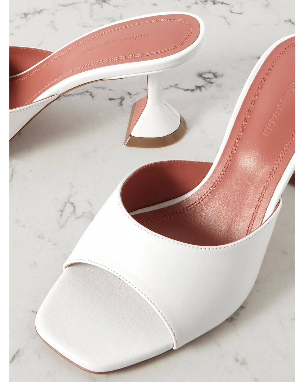 AMINA MUADDI Natural Lupita Textured-Leather Pumps