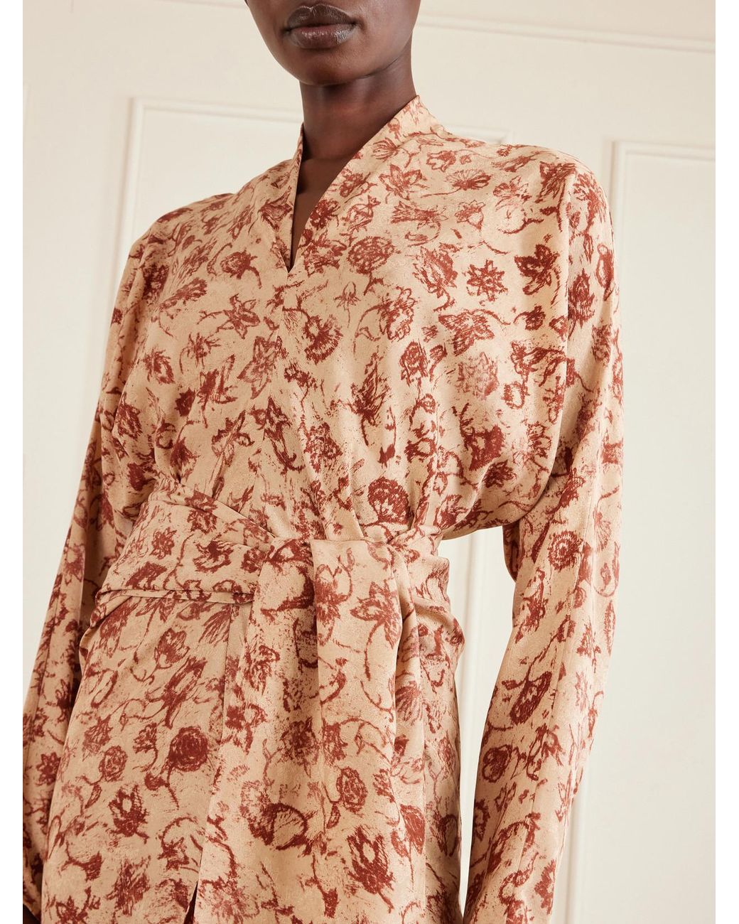 Loro Piana White Laura Floral-Print Silk Midi Dress