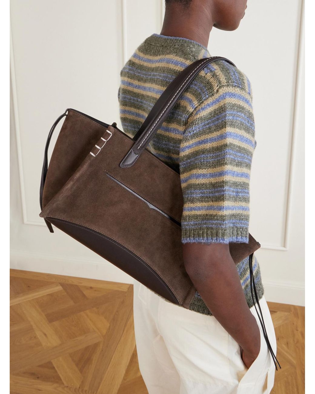 J.W. Anderson Brown Loafer Cabas Leather-Trimmed Suede Tote