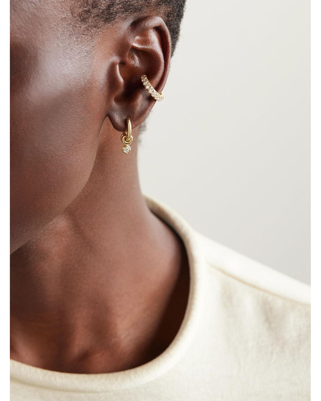 Spinelli Kilcollin Natural Zahra 18-Karat Diamond Hoop Earrings