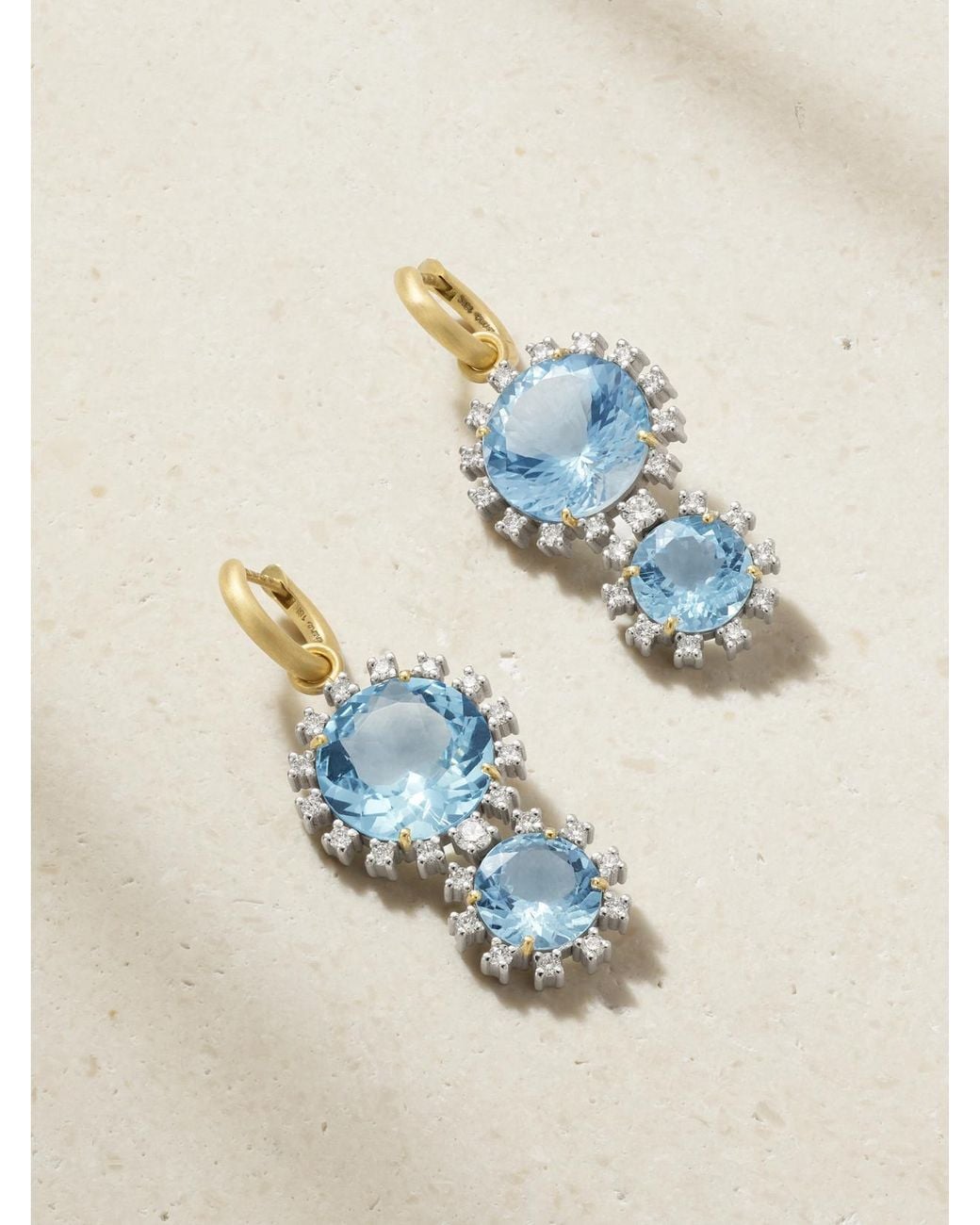 Irene Neuwirth Blue Gemmy Gem 18-Karat And Diamond And Aquamarine Earrings