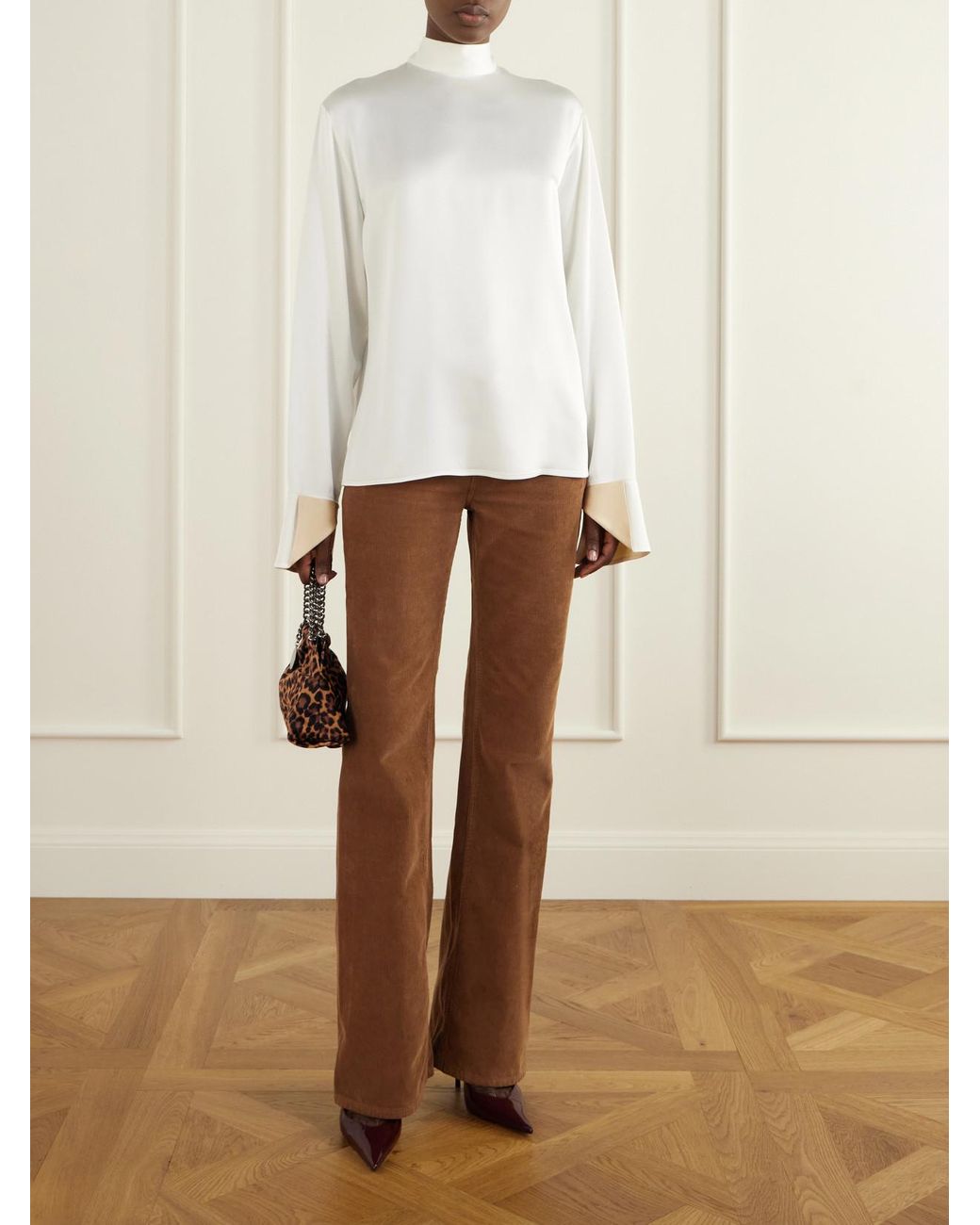 Stella McCartney White Tie-Detailed Satin Blouse