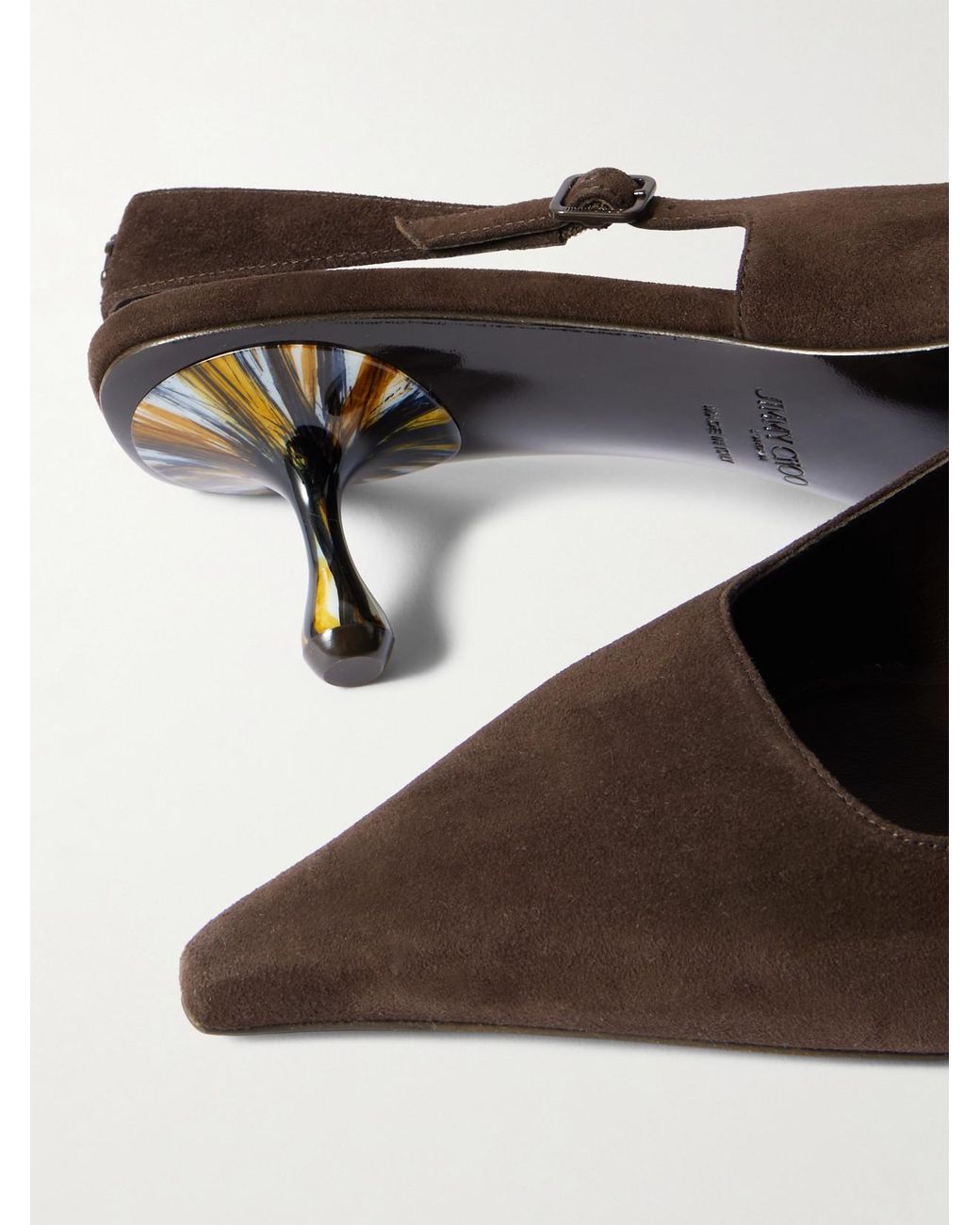 Jimmy Choo Brown Amel 50 Suede Slingback Pumps