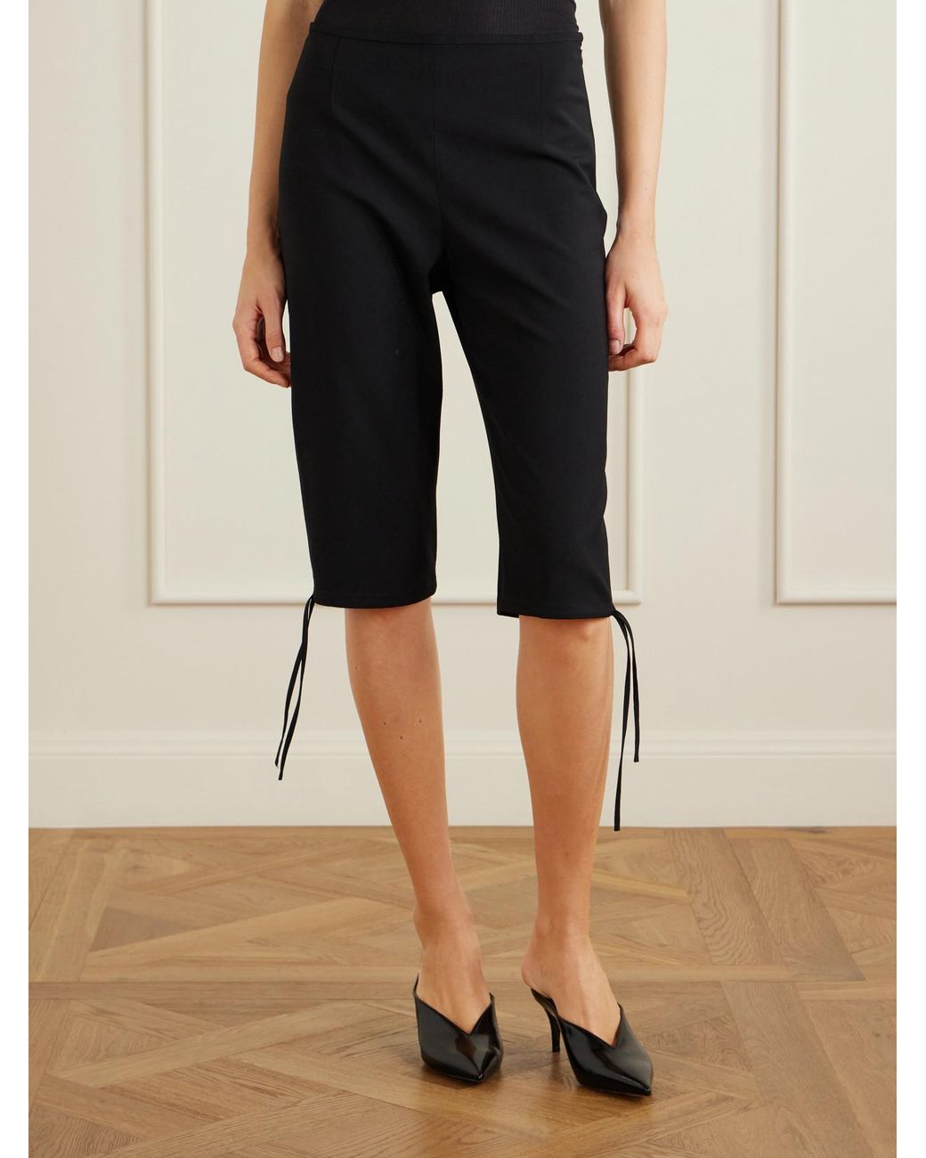 Colleen Allen Blue Theatre Copped Stretch-Crepe Straight-Leg Capri Pants