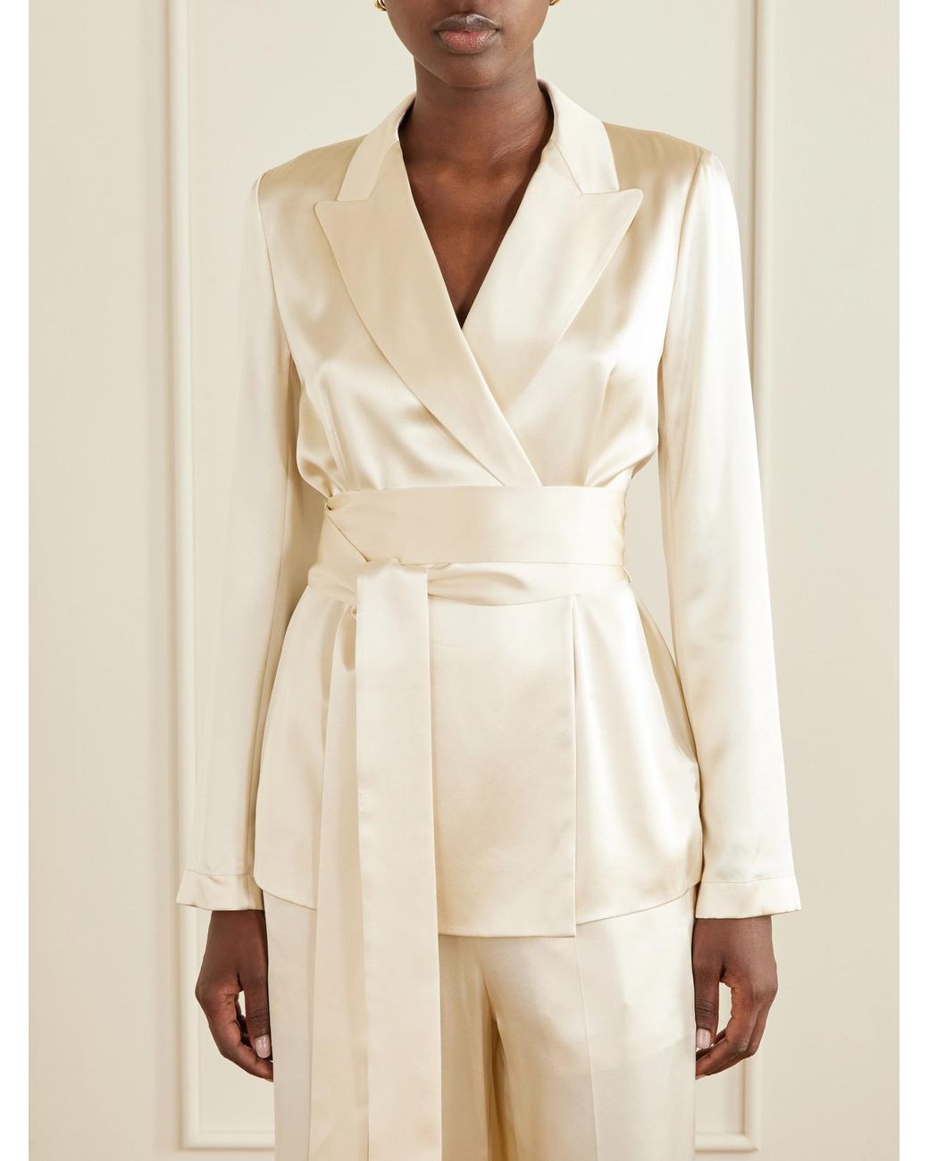 Joseph Natural Archer Belted Silk-Satin Jacket