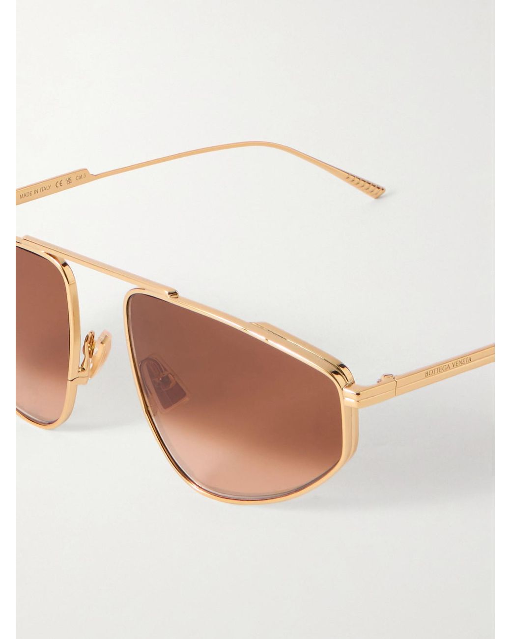 Bottega Veneta Brown Ribbon Aviator-Style-Tone Sunglasses