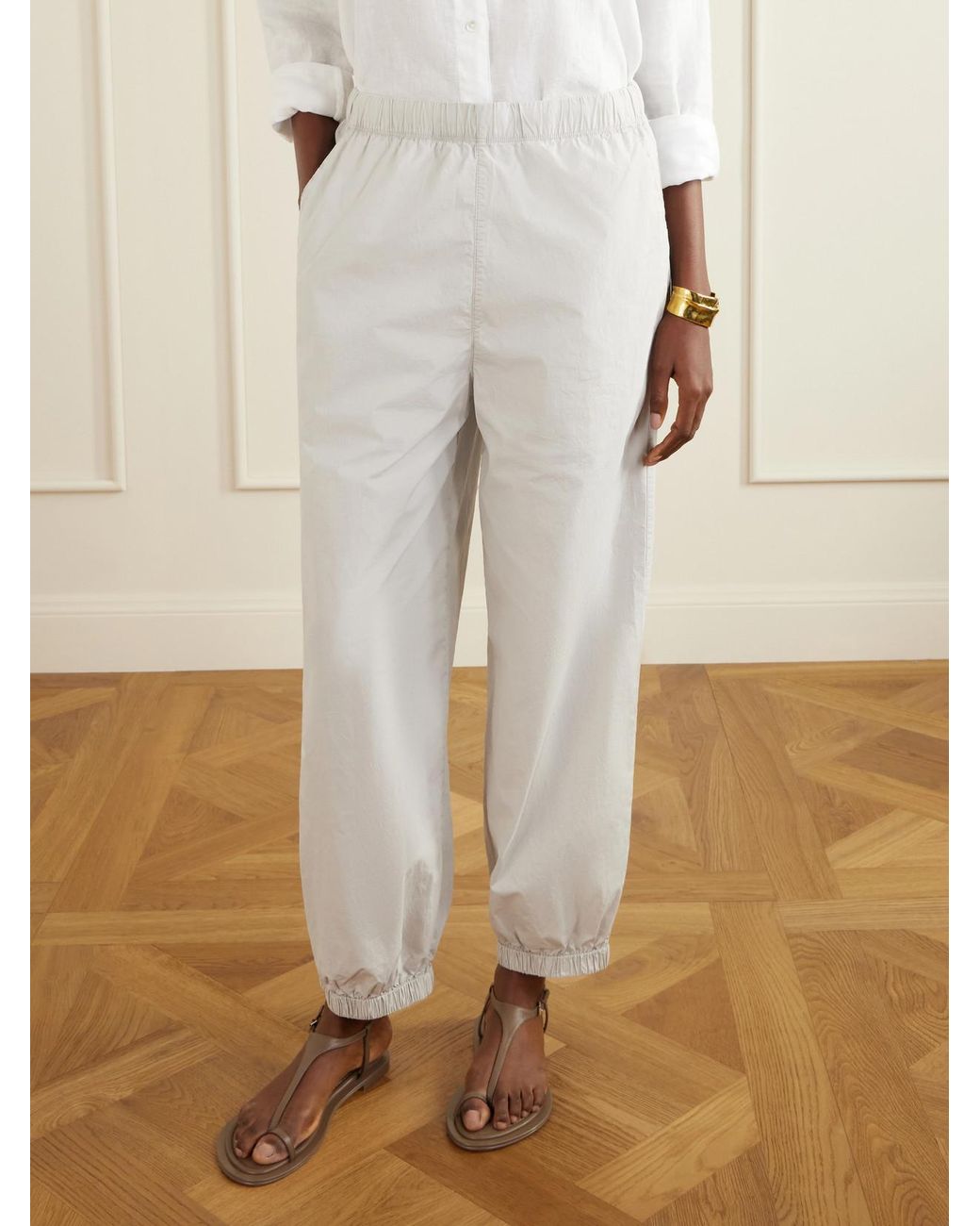James Perse White Cotton-Blend Poplin Balloon Pants
