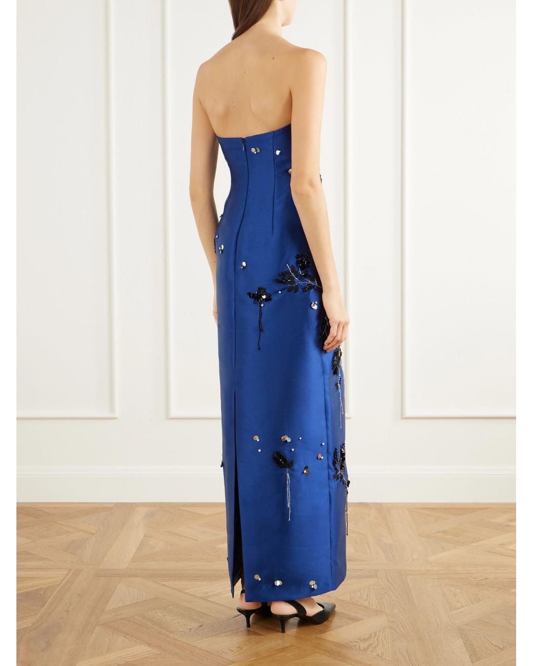 Jonathan Simkhai Blue Zirell Sequin-Embellished Mikado Gown