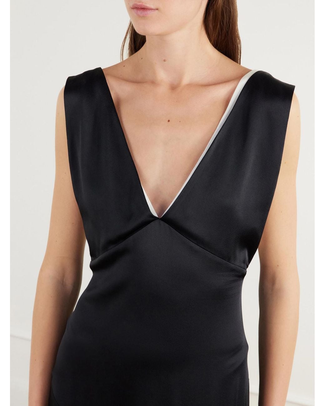 Stella McCartney Blue Two-Tone Tie-Detailed Satin Gown