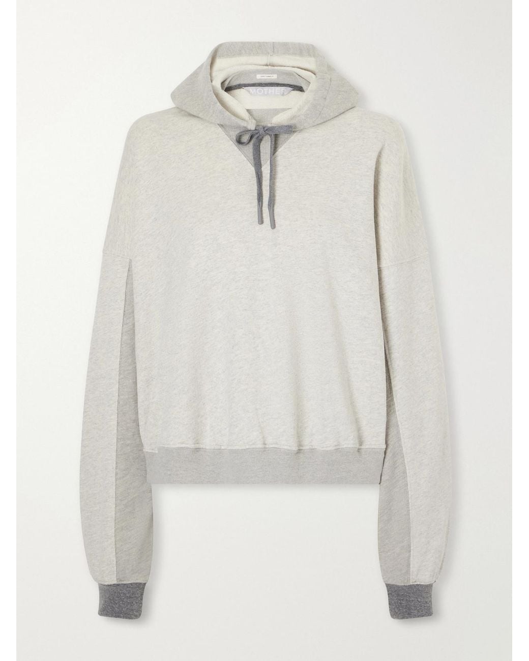 Mother White The Half Base Cotton-Blend Jersey Hoodie