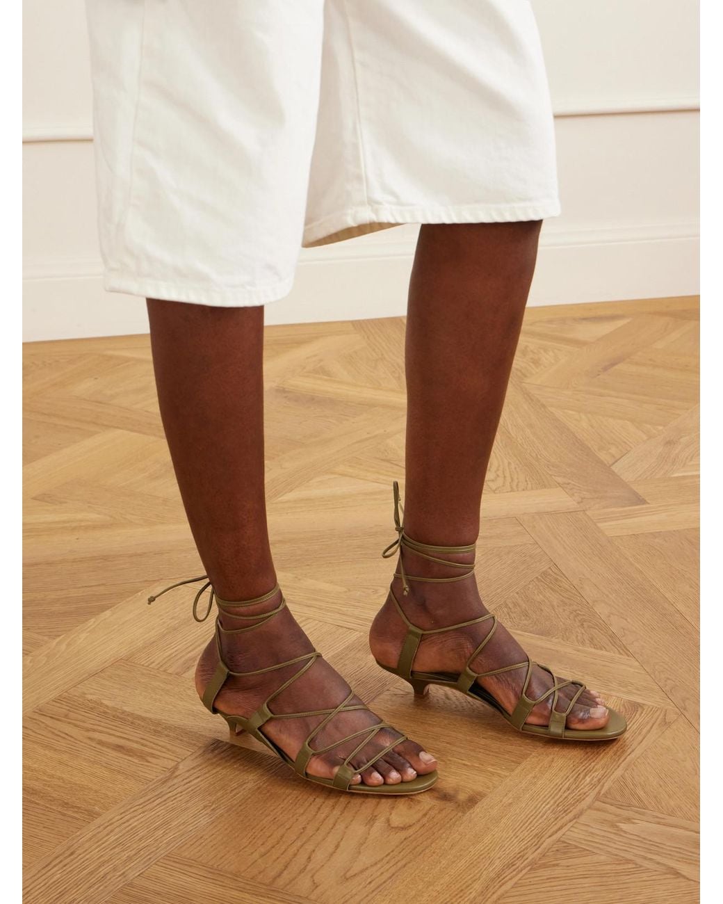 Jamie Haller Natural The Sparta Lace-Up Leather Sandals