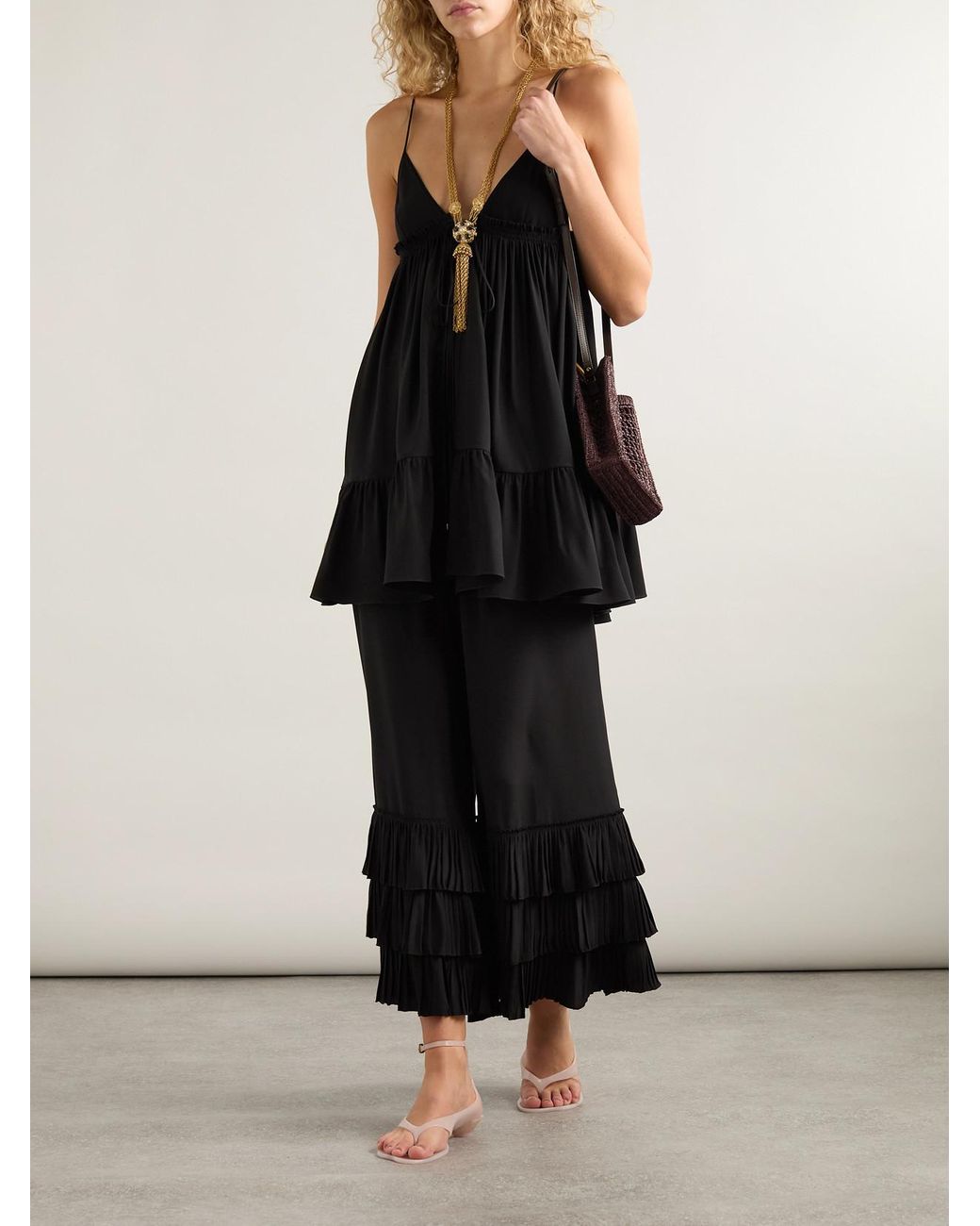 ワンピースその他 Chloe Maxi black dress with lightweight silk ruffles Ruffled silk chiffon minidress in black - Chloe | Mytheresa